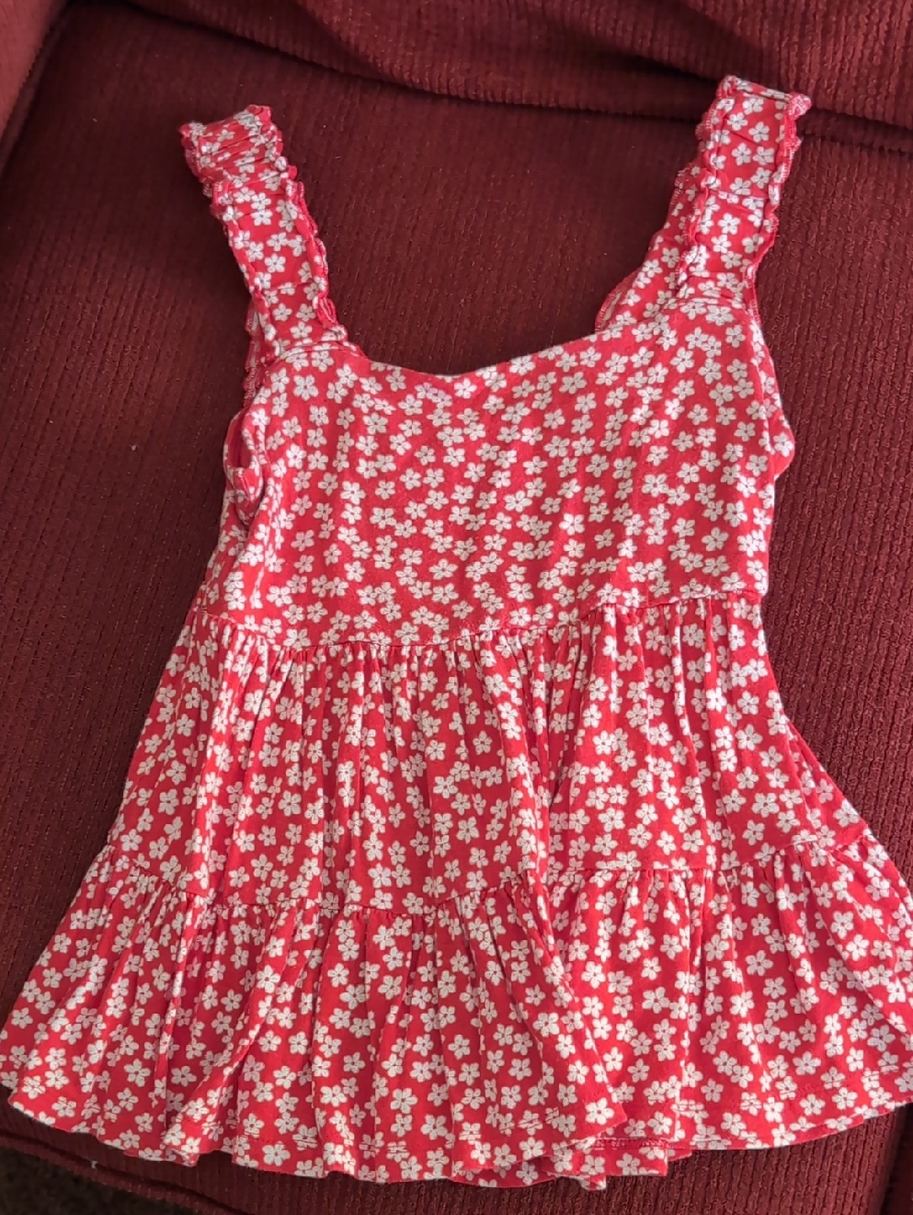 SO Red Floral Ruffle Tank